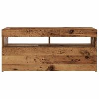 Tv-meubel met LED 90x35x40 cm bewerkt hout oud hout - thumbnail