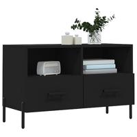 Tv-meubel 80x36x50 cm bewerkt hout zwart - thumbnail