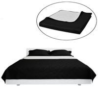 VidaXL Bedsprei gewatteerd dubbelzijdig 220x240 cm zwart/wit - thumbnail