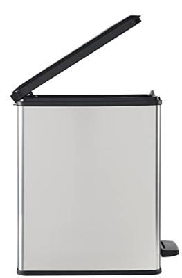 Slanke prullenbak - SLIM BIN - CURVER - 25L - Compact ontwerp - 41 x 27 x 55 cm - Metallic grijs