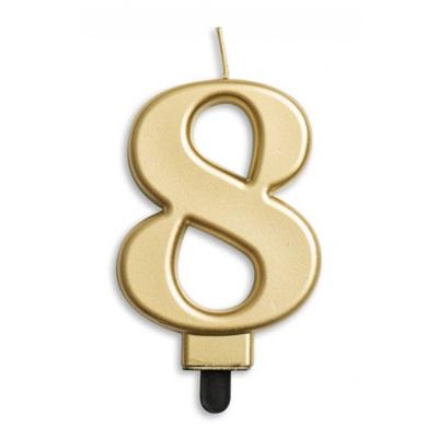 Kaars 8 jaar goudkleurig luxe Kaars 8 jaar goudkleurig luxe