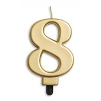 Kaars 8 jaar goudkleurig luxe - thumbnail