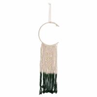 Macramé Halve Maan en Houten Kralen Wit/ Groen - 40 cm - thumbnail