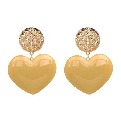 Perzik hart oorbellen retro serie acryl Stud Oorbellen voor vrouwen (kaki)