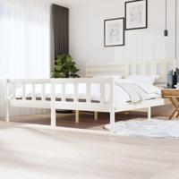 Bedframe massief hout wit 200x200 cm - thumbnail