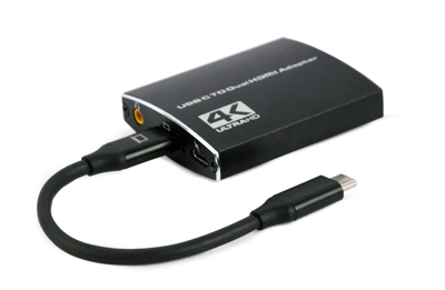 Gembird USB-C naar dubbele HDMI adapter, 4K 60Hz, zwart