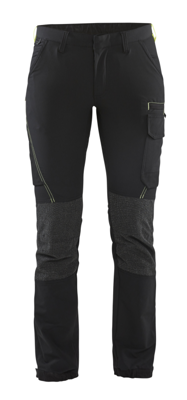Blåkläder Dames Service werkbroek 4-weg stretch 71221645 | Zwart/High-Vis Geel | Maat 50 - 7330509728963