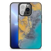 iPhone 13 Pro Max Marmeren Print Telefoonhoesje Marble Blue Gold - thumbnail