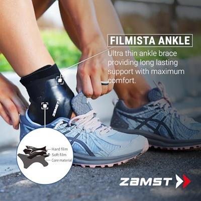Zamst Filmista Dunne Enkelbrace - S - Links - Zwart