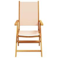 Tuinstoelen 2 st massief acaciahout en stof beige - thumbnail