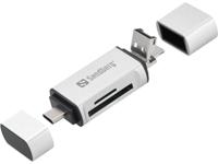 Sandberg Card Reader USB-C+USB+MicroUSB geheugenkaartlezer Zilver - thumbnail