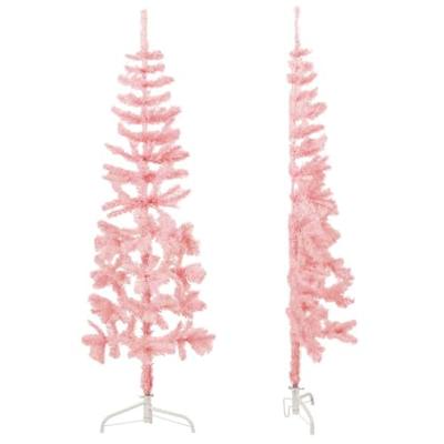 VidaXL Kunstkerstboom half met standaard smal 180 cm roze