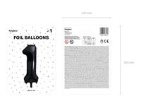 Folieballon Cijfer 1 Zwart (86cm) - thumbnail