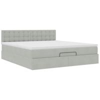 Ottoman bed met matras 160x200cm fluweel lichtgrijs - thumbnail