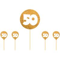 50 jaar taartdecoratie gouden versiering - thumbnail