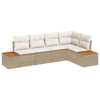 Tuinbankenset met kussen 5 pcs Beige Poly riet - thumbnail