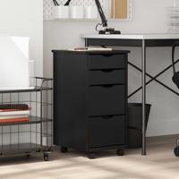 Ladekast MOSS verrijdbaar massief grenenhout zwart - thumbnail