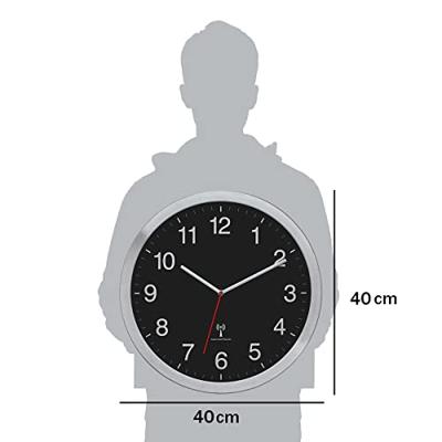 TFA Dostmann 60.3545.01 Wandklok Zendergestuurd 400 mm x 50 mm x 400 mm Zilver Groot display TFA Dostmann 60.3545.01 Wandklok Zendergestuurd 400 mm x 50 mm x 400 mm Zilver Groot display