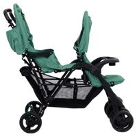 Tweeling kinderwagen tandem staal groen - thumbnail