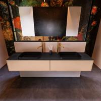 Badkamermeubelset Mondiaz Erin 200 cm met 2 Lades met RIDGE Wastafel Dubbel Urban met 2 kraangaten Greeploos Mat Rosee - thumbnail