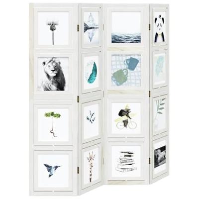 Kamerscherm met 4 panelen massief paulowniahout wit Kamerscherm met 4 panelen massief paulowniahout wit