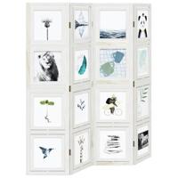 Kamerscherm met 4 panelen massief paulowniahout wit - thumbnail