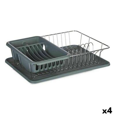 Afdruiprek voor Keukengootsteen Kinvara Grijs 43,5 x 11 x 33,5 cm (4 Stuks)
