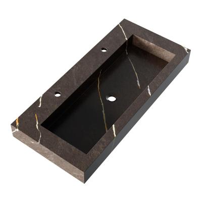 Brauer Coral Wastafel - 100 cm - met 1 Spoelbak en 2 Kraangaten - Marmerlook Copper Brown