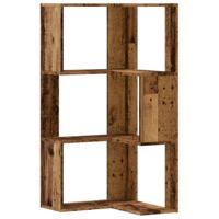 Boekenkast 3-laags hoek 50x50x102 cm bewerkt hout oud houtkleur - thumbnail