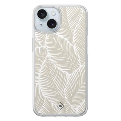 iPhone 13 hybride hoesje - Palmy leaves beige iPhone 13 hybride hoesje - Palmy leaves beige