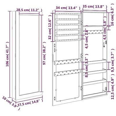 VidaXL Sieradenkast met spiegel wandgemonteerd 37,5x10x106 cm wit