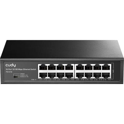 Cudy 16-port 10/100 mbps ethernet switch (zwart)