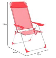 Marbueno Opvouwbare Stoel 5 Posities Aluminium met Kussen Koraal Strand en Zwembad 69X58X110 cm 10360 - thumbnail