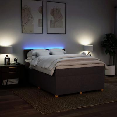 Boxspring met matras stof donkerbruin 140x200 cm - thumbnail