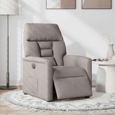 Fauteuil verstelbaar elektrisch stof taupe