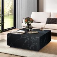 Artistiq Salontafel 'Marlenne' Marmerlook, 90 x 90cm, kleur Zwart - thumbnail