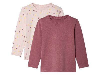 lupilu 2 Kinder thermoshirts (Stippen/roze/bordeaux, 86/92)