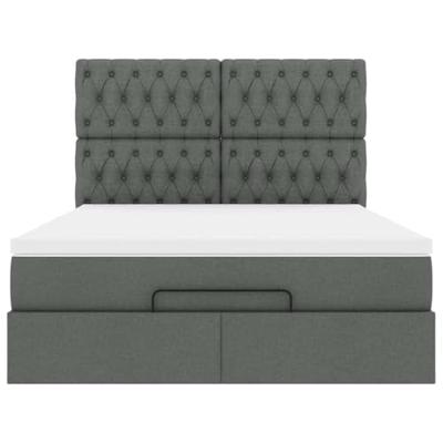 Ottoman bed met matras en LED's 140x200cm stof donkergrijs