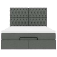 Ottoman bed met matras en LED's 140x200cm stof donkergrijs - thumbnail