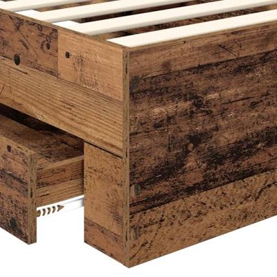 Bedframe met hoofdeinde Oudhout 90 x 200 cm Bewerkt hout