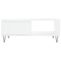 Salontafel 90x60x35 cm bewerkt hout wit - thumbnail