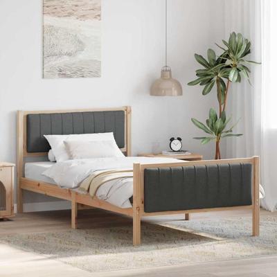 Bedframe Bruin en donkergrijs 100 x 200 cm Massief grenenhout Bedframe Bruin en donkergrijs 100 x 200 cm Massief grenenhout