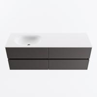 MONDIAZ VICA 140cm badmeubel onderkast Dark Grey 4 lades. Wastafel MOON links zonder kraangat, kleur Talc. - thumbnail