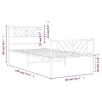 Bedframe met hoofd- en voeteneinde metaal wit 75x190 cm - thumbnail