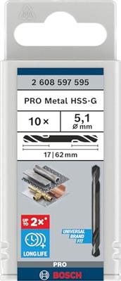 Bosch Accessoires Dubbele eindboor 5,1 x 17 x 62 mm 10st - 2608597595
