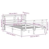 Bedframe met hoofdbord massief grenenhout wit 120x190 cm - thumbnail