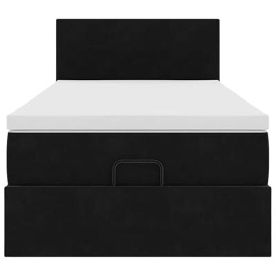 Ottoman bed met matras 90x200cm fluweel zwart