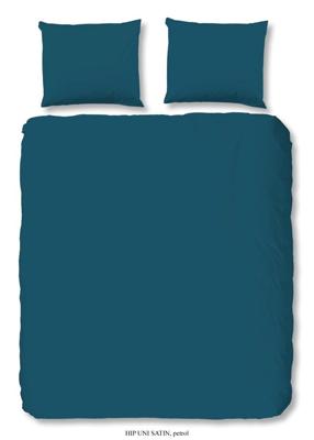 HIP Dekbedovertrek "uni dessin" - Petrol - (140x200/220 cm) - Katoen Satijn