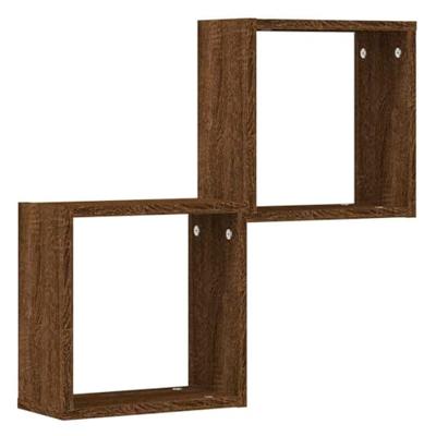 Wandrekken kubus 2 st 30x15x30 cm gerookt bruin eiken