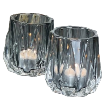 Waxinelichthouders glas - waxinelichthouders Grey Smoke, 2 st. - waxinelichthouders grijs